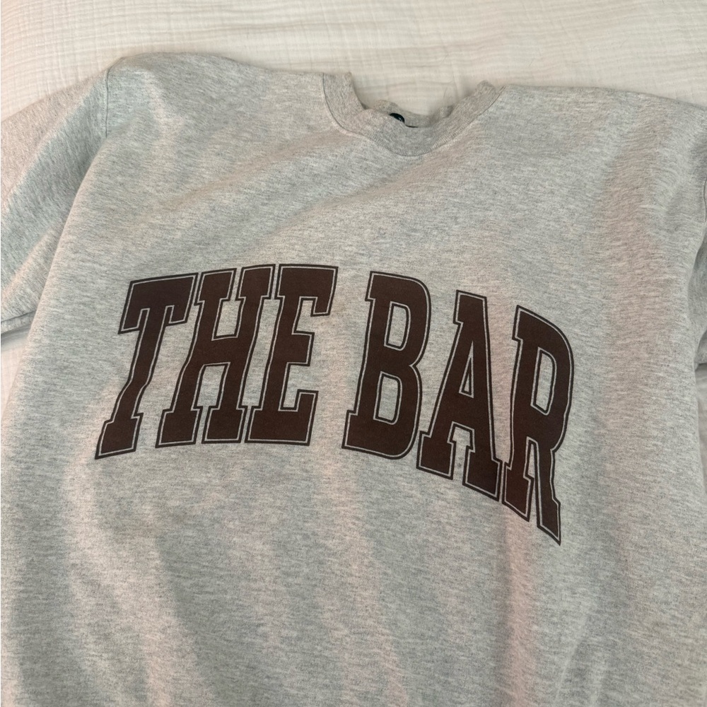 The Bar Heather Gray Sweatshirt with Brown Logo